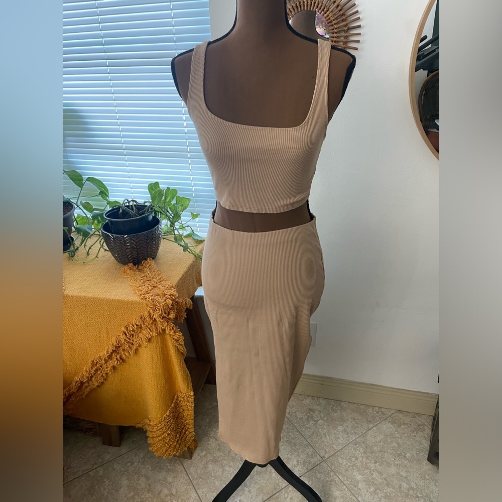Set For Life Black Ribbed Bodycon Two-Piece Midi Dress